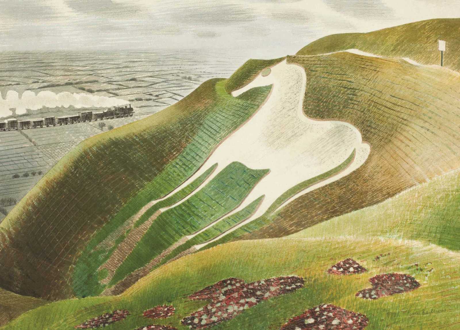 Westbury Horse - Eric Ravilious - Greetings Card by Eric Ravilious