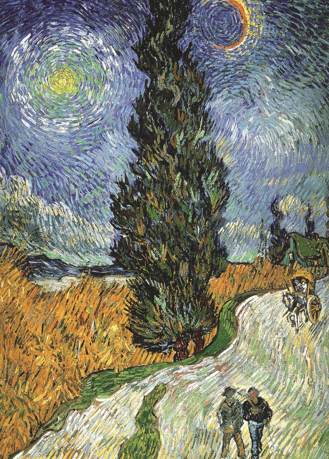 Country Road in Provence by Night - Vincent Van Gogh - Greetings Card by Vincent Van Gogh