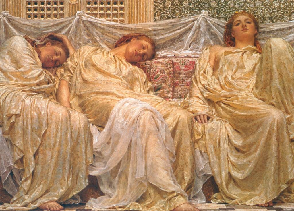 Dreamers - Albert Joseph Moore - Greetings Card by Albert Joseph Moore
