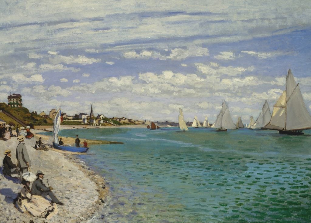Regatta at Sainte-Adresse - Claude Monet - Greetings Card by Claude Monet