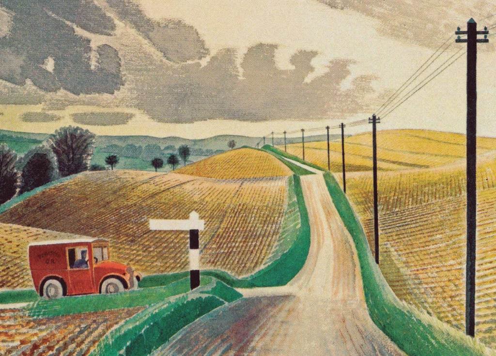 Wiltshire Landscape - Eric Ravilious - Greetings Card by Eric Ravilious