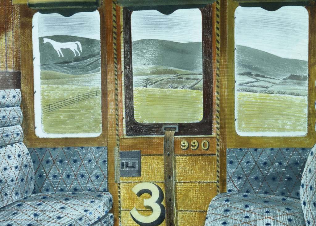 Train Landscape - Eric Ravilious - Greetings Card by Eric Ravilious
