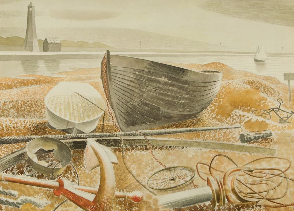 Anchor and Boats, Rye - Eric Ravilious - Greetings Card by Eric Ravilious
