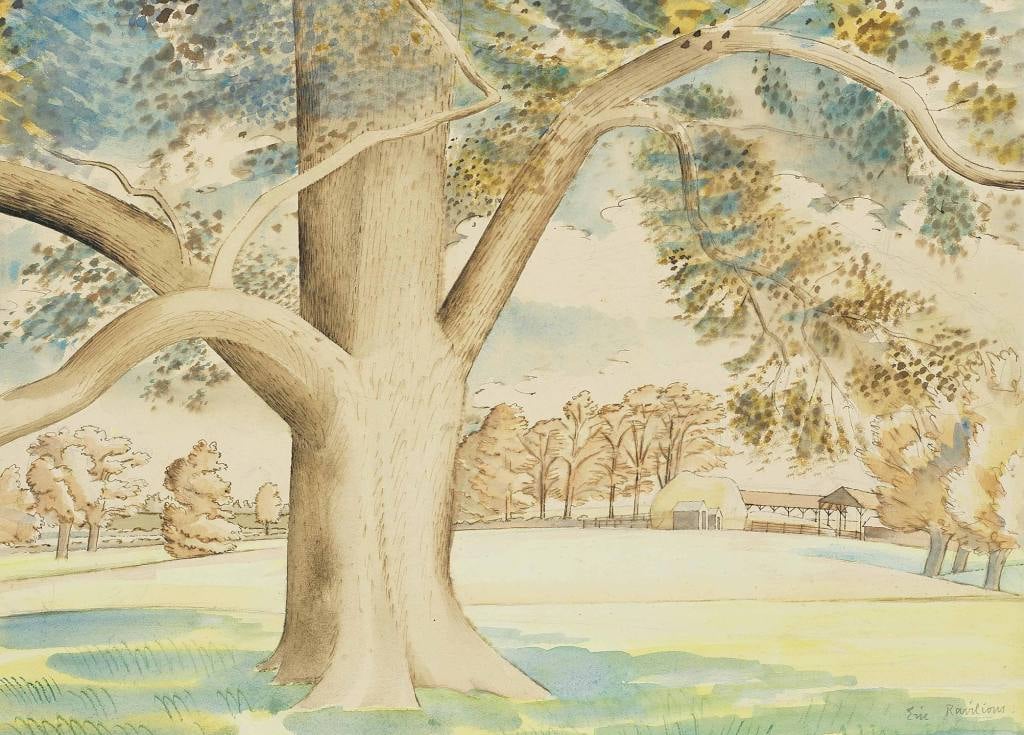 Field Elm - Eric Ravilious - Greetings Card by Eric Ravilious