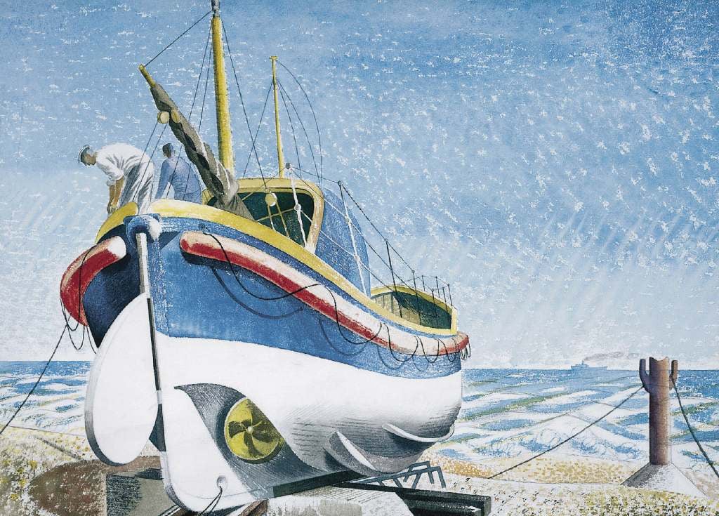 The Lifeboat - Eric Ravilious - Greetings Card by Eric Ravilious