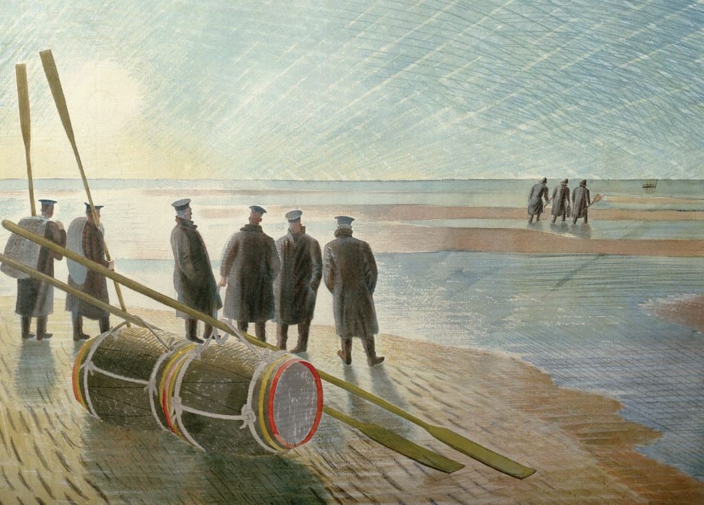 Dangerous Work at Low Tide - Eric Ravilious - Greetings Card by Eric Ravilious