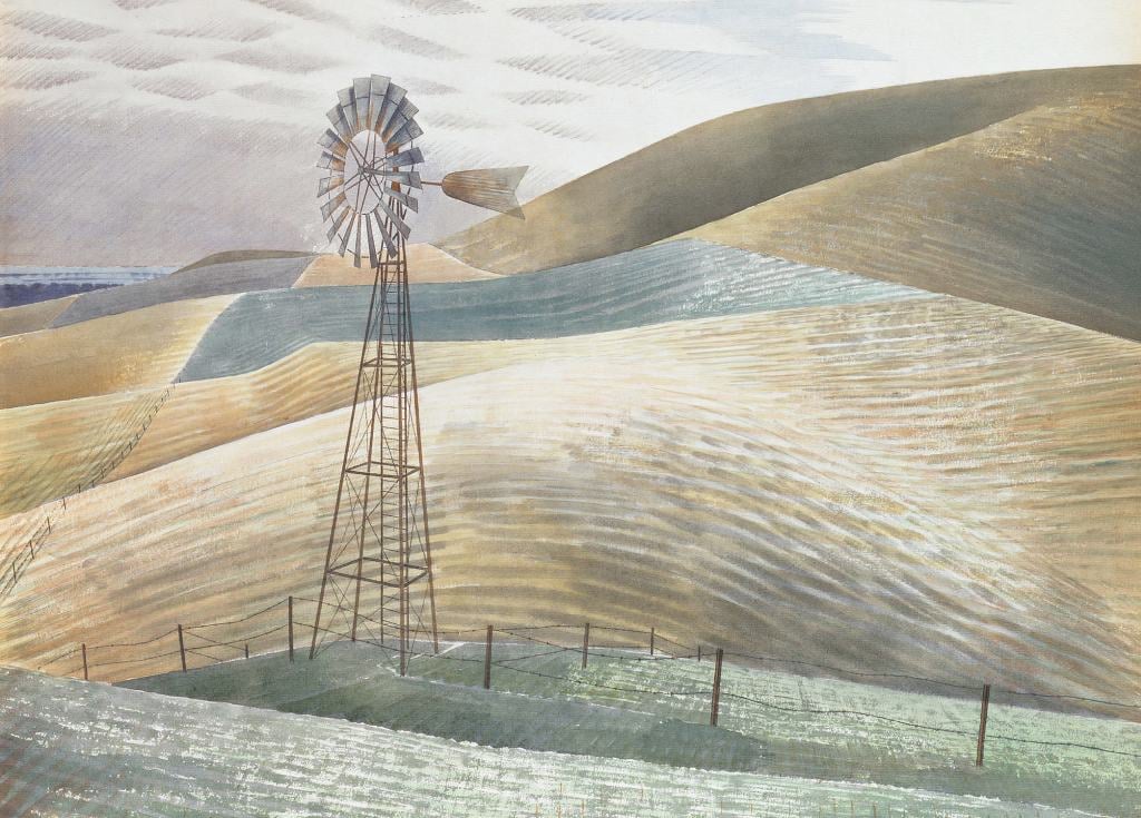 Windmill - Eric Ravilious - Greetings Card by Eric Ravilious
