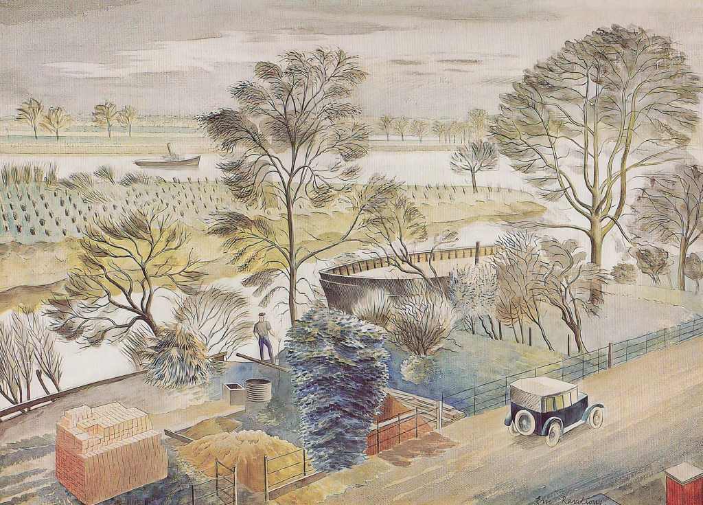 River Thames, Chiswick Eyot - Eric Ravilious - Greetings Card by Eric Ravilious