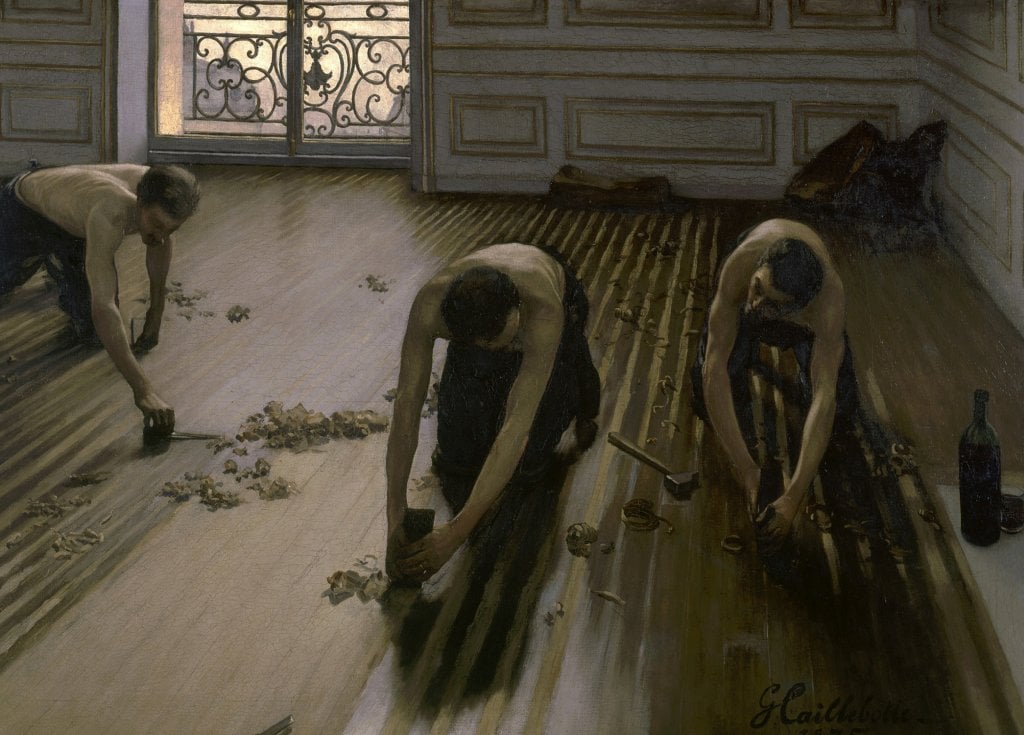The Floor Planers - Gustave Caillebotte - Greetings Card by Gustave Caillebotte