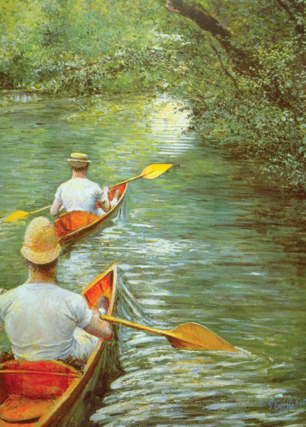 The Canoes - Gustave Caillebotte - Greetings Card by Gustave Caillebotte