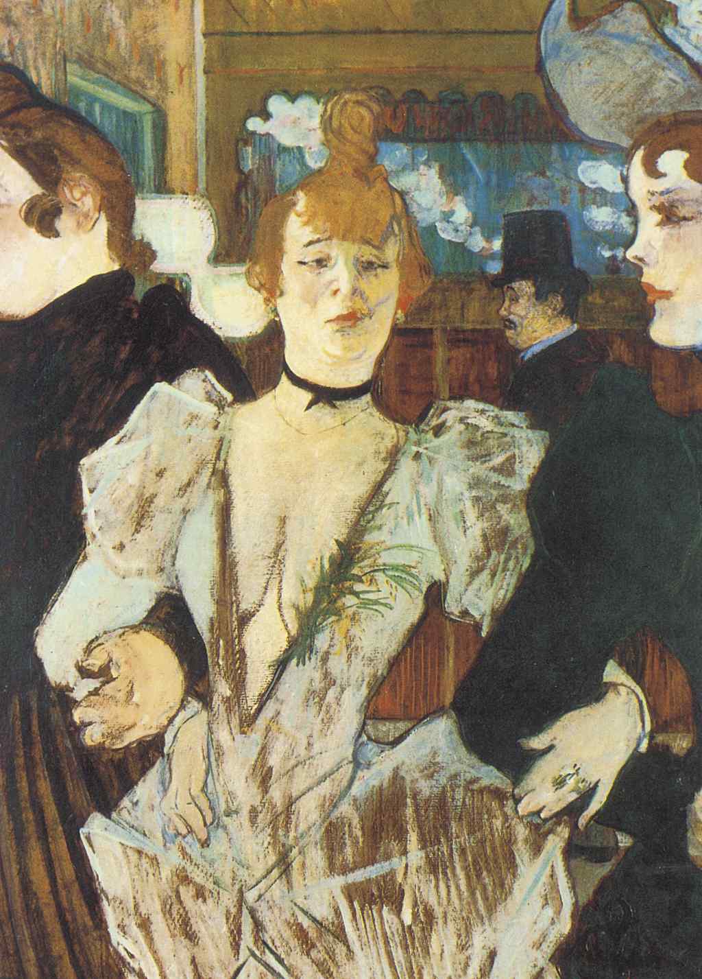 La Goulue Arriving at the Moulin Rouge with Two Women - Henri de Toulouse-Lautrec - Greetings Card by Henri de Toulouse-Lautrec