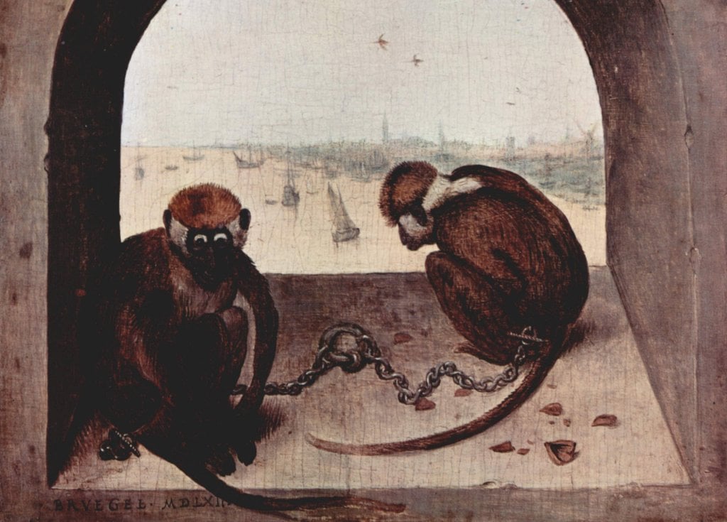 Two Monkeys - Pieter Bruegel the Elder - Greetings Card by Pieter Bruegel the Elder