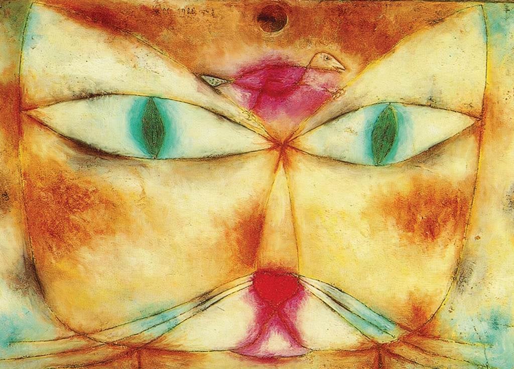 Cat and Bird - Paul Klee - Greetings Card by Paul Klee