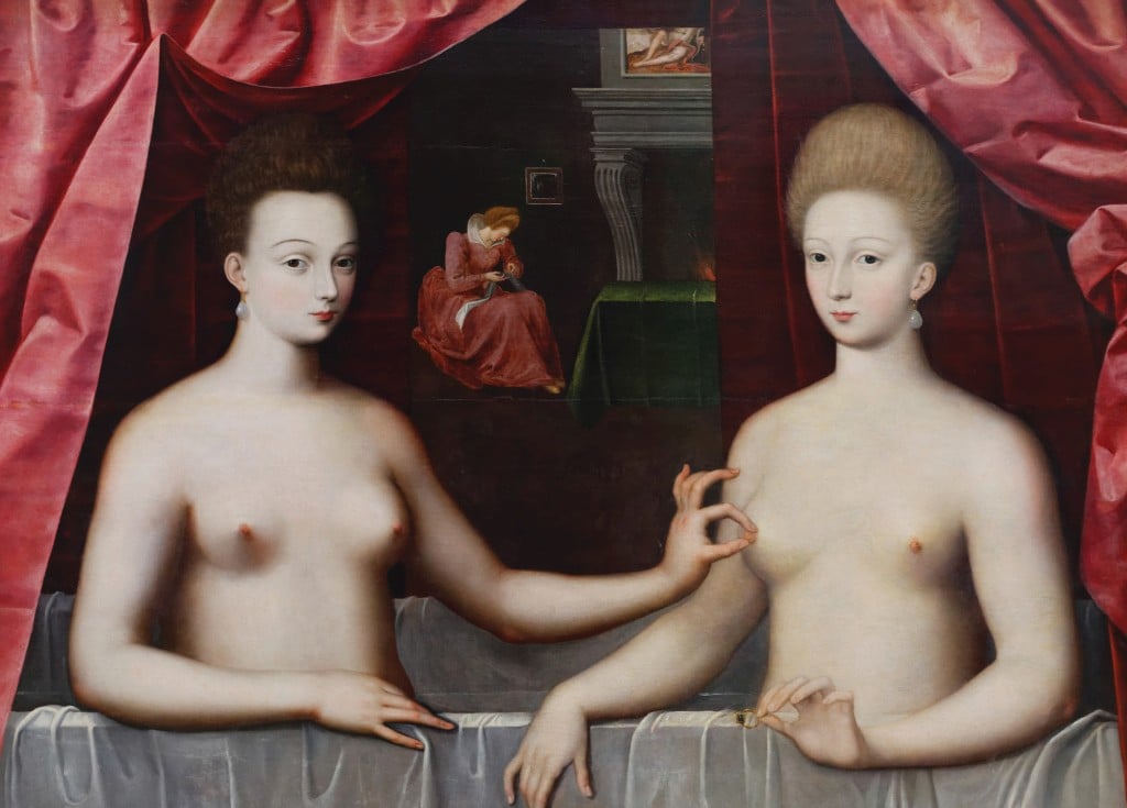 Gabrielle d'Estrées and One of Her Sisters - School of Fontainebleau - Greetings Card by School of Fontainebleau