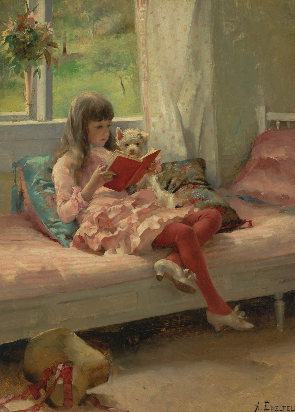 Good Friends (Portrait of the Artist’s Sister Bertha Edelfelt) - Albert Edelfelt - Greetings Card by Albert Edelfelt