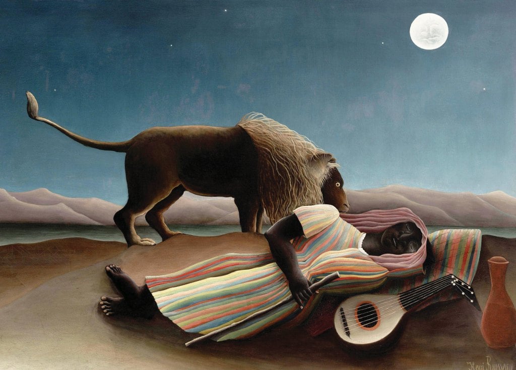 The Sleeping Gypsy - Henri Rousseau - Greetings Card by Henri Rousseau