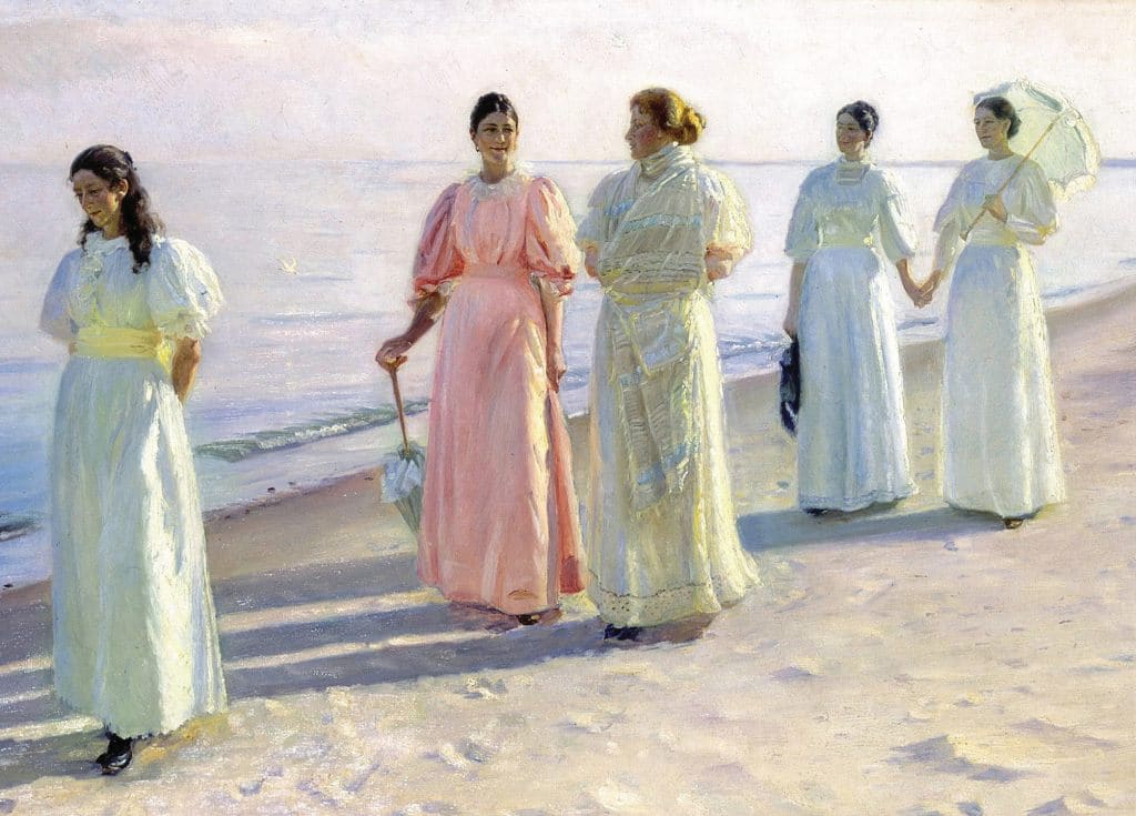 A Stroll on the Beach - Michael Ancher - Greetings Card by Michael Ancher