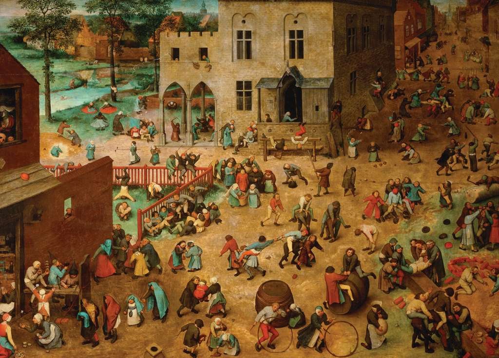 Children's Games - Pieter Bruegel the Elder - Greetings Card by Pieter Bruegel the Elder