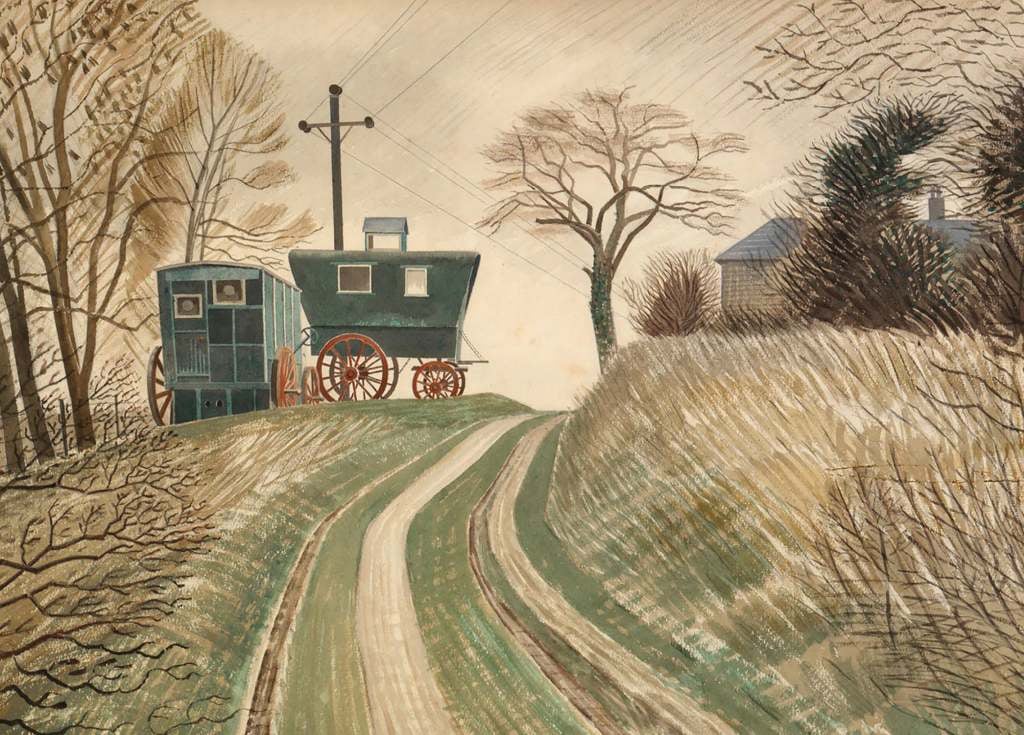 Caravans - Eric Ravilious - Greetings Card by Eric Ravilious