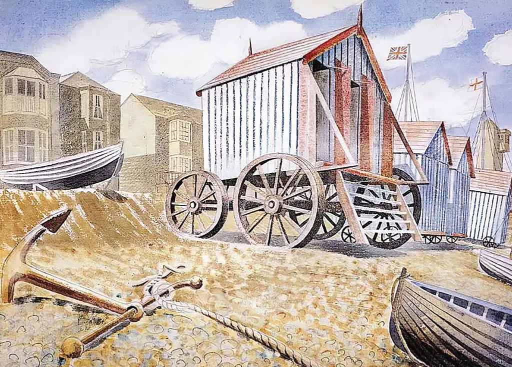 Late August Beach, Aldeburgh - Eric Ravilious - Greetings Card by Eric Ravilious