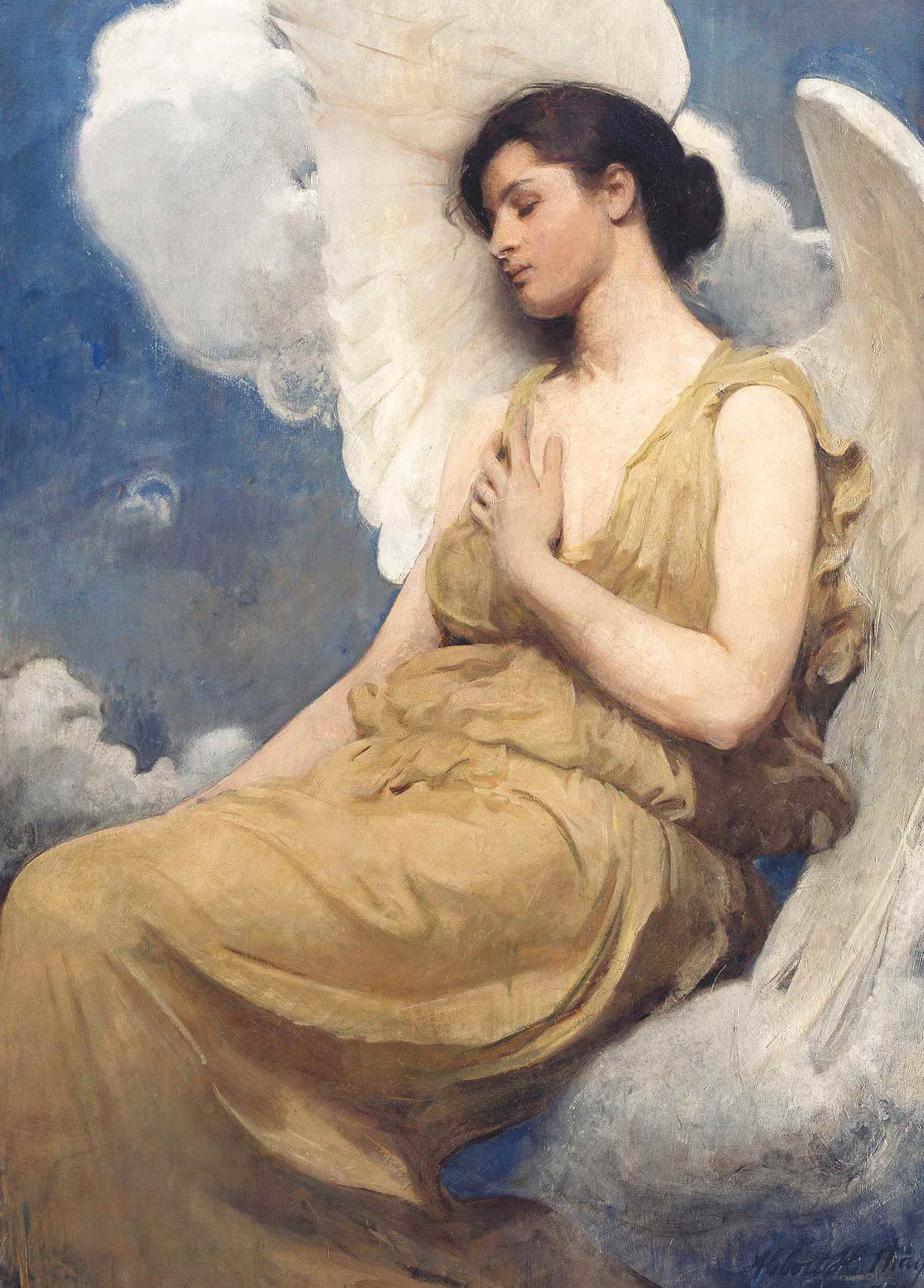 Winged Figure - Abbott Handerson Thayer - Greetings Card by Abbott Handerson Thayer