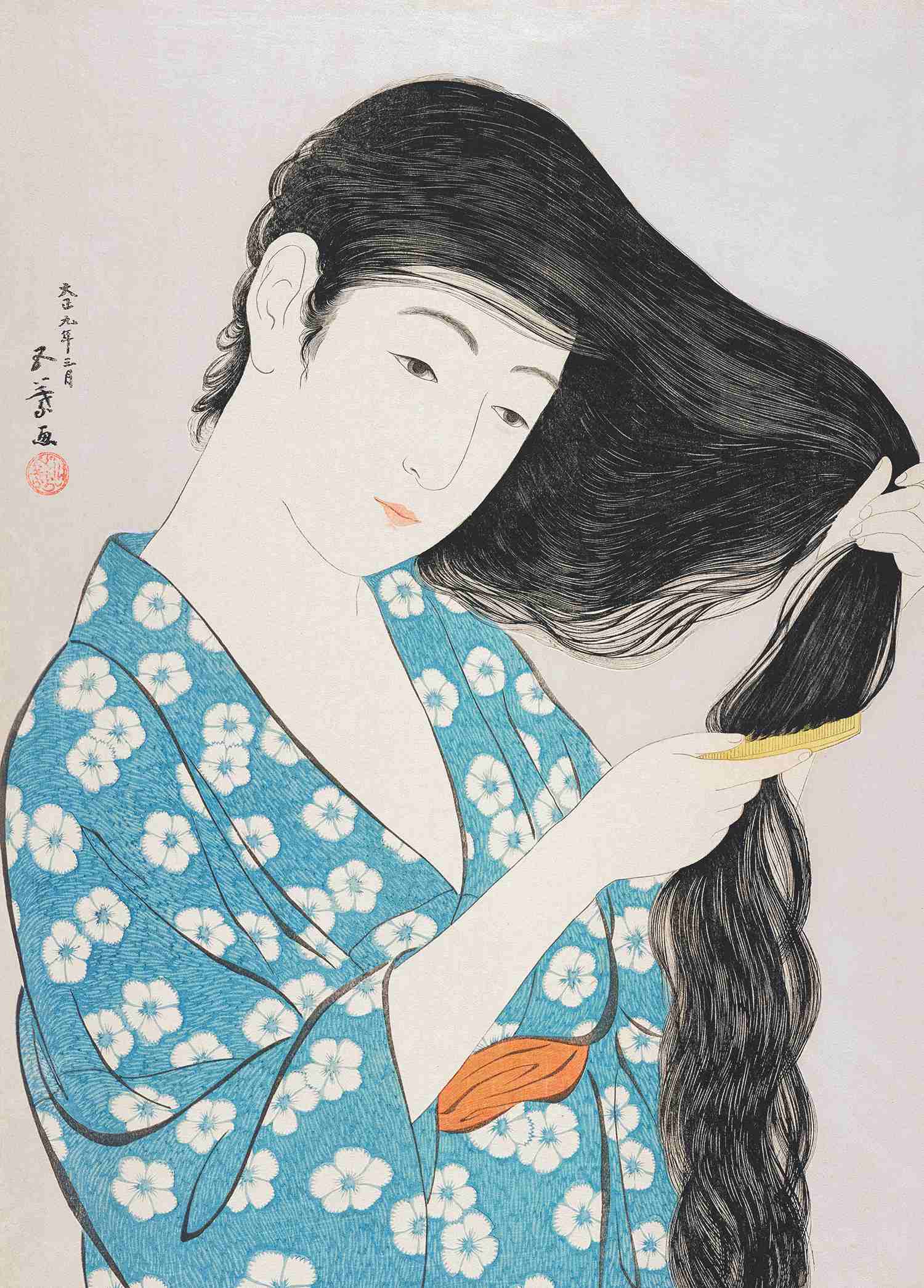 Kamisuki (Combing the Hair) - Goyō Hashiguchi - Greetings Card by Goyō Hashiguchi