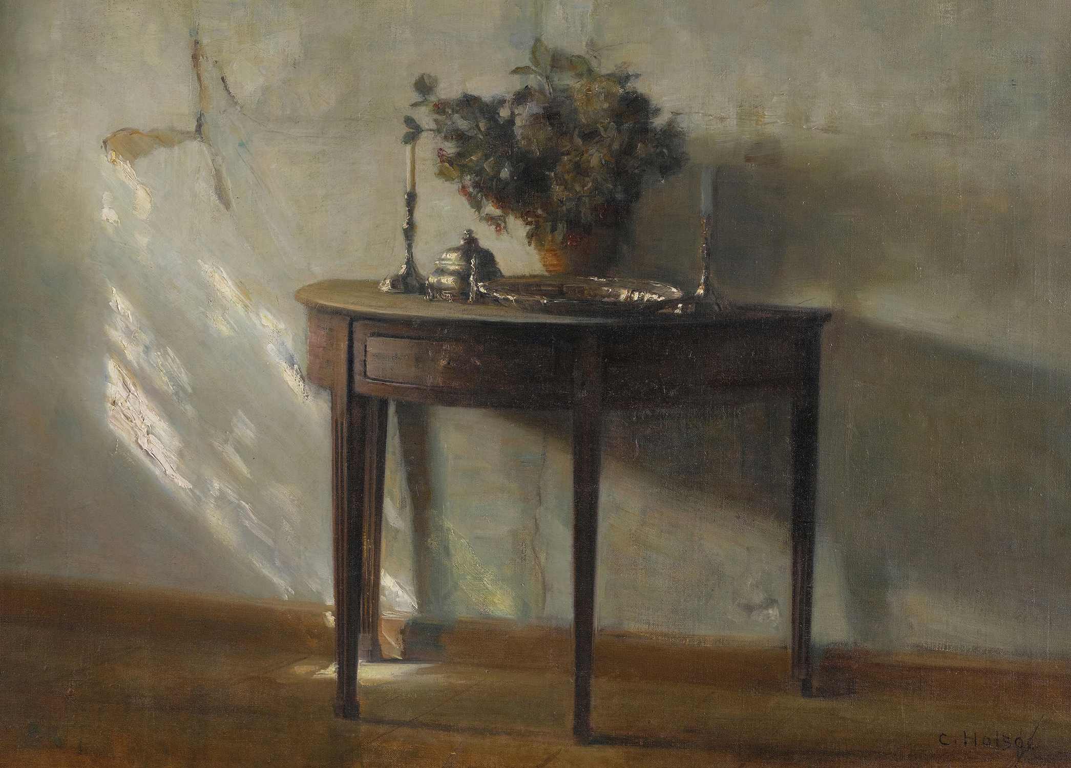 A Sunlit Interior - Carl Holsøe - Greetings Card by Carl Holsøe